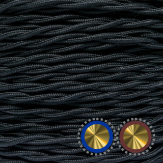 Textilkabel einzelnumflochten verseilt 2x0,75mm², schwarz