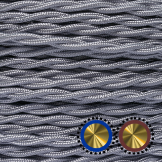 Textilkabel einzelnumflochten verseilt 2x0,75mm², silber