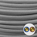 Textilkabel Anschlussleitung 2x0,5mm², silber