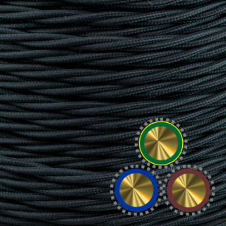 Textilkabel einzelnumflochten verseilt 3x0,75mm², schwarz