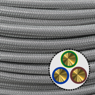 Textilkabel Anschlussleitung 3x0,75mm², silber