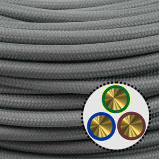 Textilkabel Anschlussleitung 3x0,75mm², grau