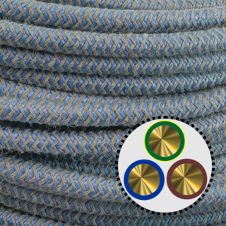 Textilkabel Anschlussleitung 3x0,75mm², ZICKZACK, (hell)blau-sand