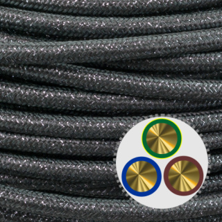 Textilkabel Anschlussleitung H03VV-F 3x0,75mm², GLITTER, silber-grau