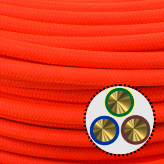 Textilkabel Anschlussleitung 3x0,75mm², NEON, orange
