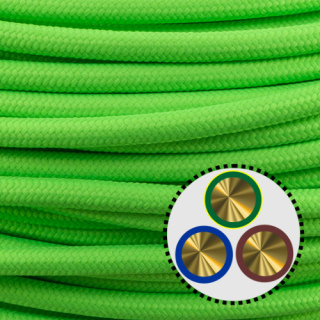 Textilkabel Anschlussleitung 3x0,75mm², NEON, grün