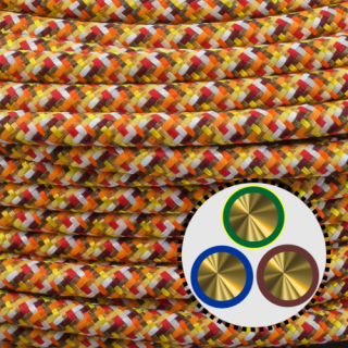 Textilkabel Anschlussleitung 3x0,75mm², VINTAGE, gelb