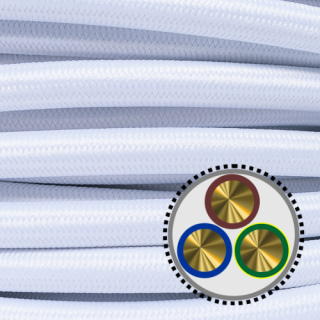 textilumflochtenes Kabel NYM-J 3x1,5mm², weiß