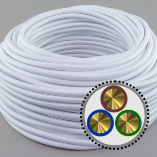 textilumflochtenes Kabel NYM-J 3x1,5mm², weiß 50m Bund