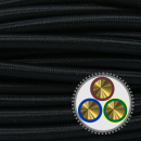 textilumflochtenes Kabel NYM-J 3x1,5mm², schwarz...