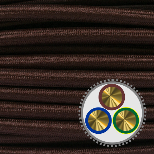 Merlotti Elektro-Kabel FRRTX 3 X 1,50 Mm², 10 M, Braun, Geflochten & Doppelt Isoliert – Für Innenbereich