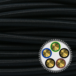 textilumflochtenes Kabel NYM-J 5x1,5mm², schwarz Meterware