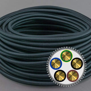 textilumflochtenes Kabel NYM-J 5x1,5mm², schwarz 50m Bund