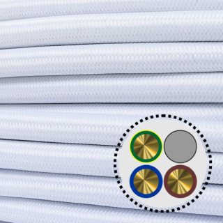 Textilkabel mit Stahlseil 3x0,75mm², weiß