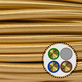 Textilkabel mit Stahlseil 3x0,75mm², gold