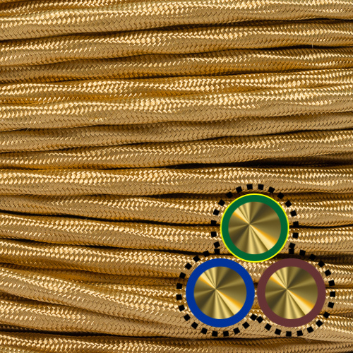 Klartext LUMIÈRE Textilkabel Für Lampen – 3x0,75 Mm, Gold, 5 M – Flexibel & Sicher Für Kreative Beleuchtung