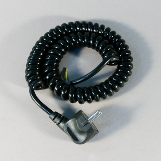 Wendelleitung mit Schukostecker, 3adrig schwarz