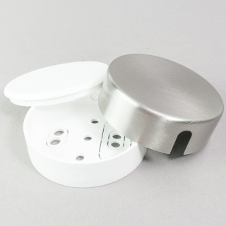 Zierdeckendose mit Metallkappe in edelstahl zum Leuchtenanschluss, 19,90