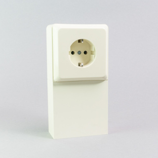 Steckdose im Geräteträger mit Schachtauslaß 1fach perlweiss