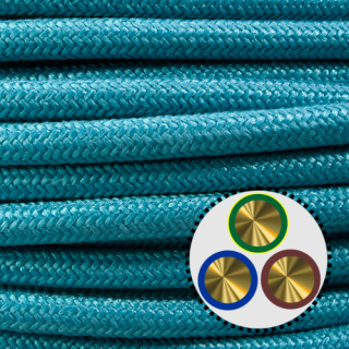 Textilkabel Anschlussleitung 3x0,75mm², türkisblau