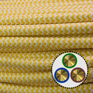 Textilkabel Anschlussleitung 3x0,75mm², ZICKZACK, gelb-weiss