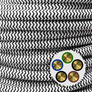 Textilkabel Steuerleitung 5x0,5mm², Zickzack, schwarz-weiß