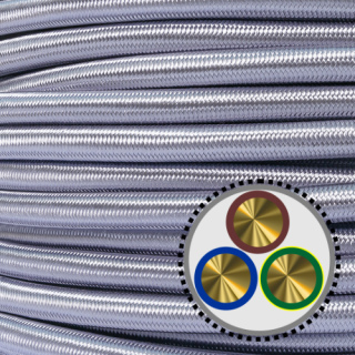 textilumflochtenes Kabel NYM-J 3x2,5mm², silber Meterware