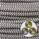 Textilkabel Anschlussleitung 3x0,75mm², ZICKZACK, schwarz-sand