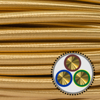 textilumflochtenes Kabel NYM-J 3x2,5mm², gold Meterware