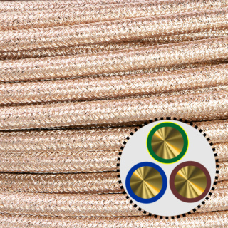 Textilkabel Anschlussleitung 3x0,75mm², GLITTER, blassgold