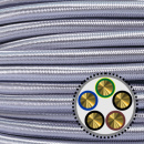 textilumflochtenes Kabel NYM-J 5x1,5mm², silber