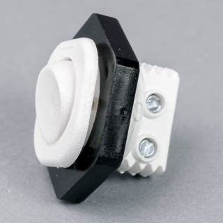 Inter Bär 220857 Wippenschalter – 6(2)A / 250V~, 1-polig, Schraubkontakte, Einbau-Ø 21,7 Mm, Weiß, Mit Zugkegel – Für Schaltertypen 3716, 3730 U.a.